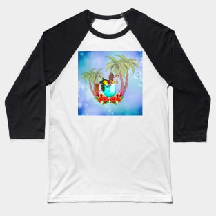 Little mermaid in a glass, tropical design Baseball T-Shirt